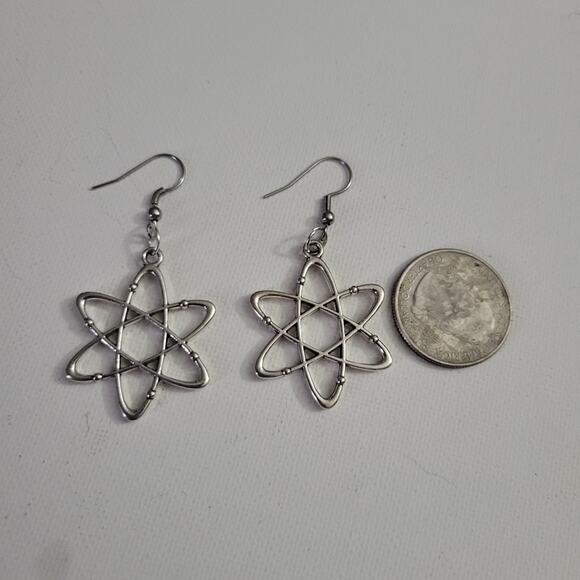 atom shaped earrings, stainless steel hooks - Picture 3 of 3